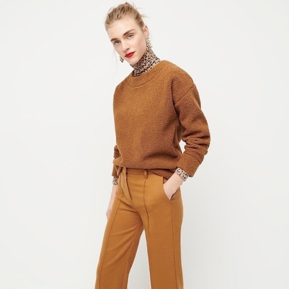 J. Crew Tops - J. Crew | Teddy Fleece Brown Cropped Sherpa Pullover Sweatshirt